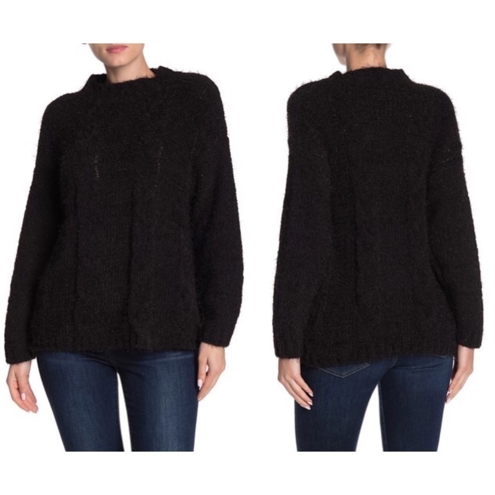CENY Eyelash Knit Cabled Mock Neck Sweater Size medium